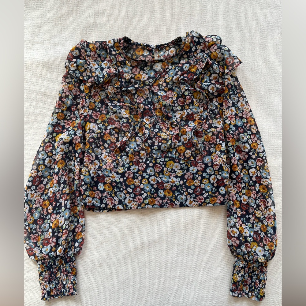 Zara Cropped Floral Ruffle Top